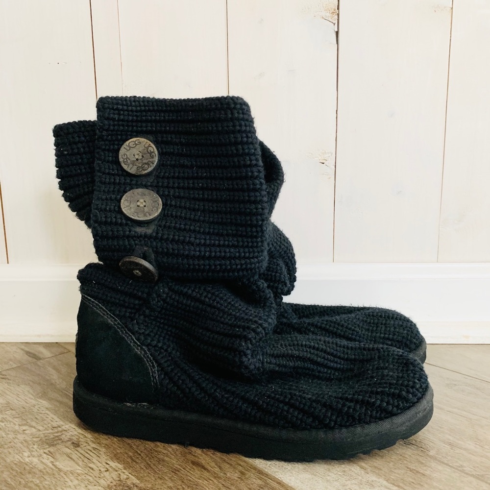 Black knit UGG boots
